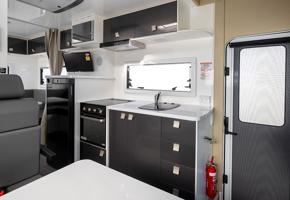 Winnebago Byron 6 Berth Motorhome Interior Kitchen with modern appliances