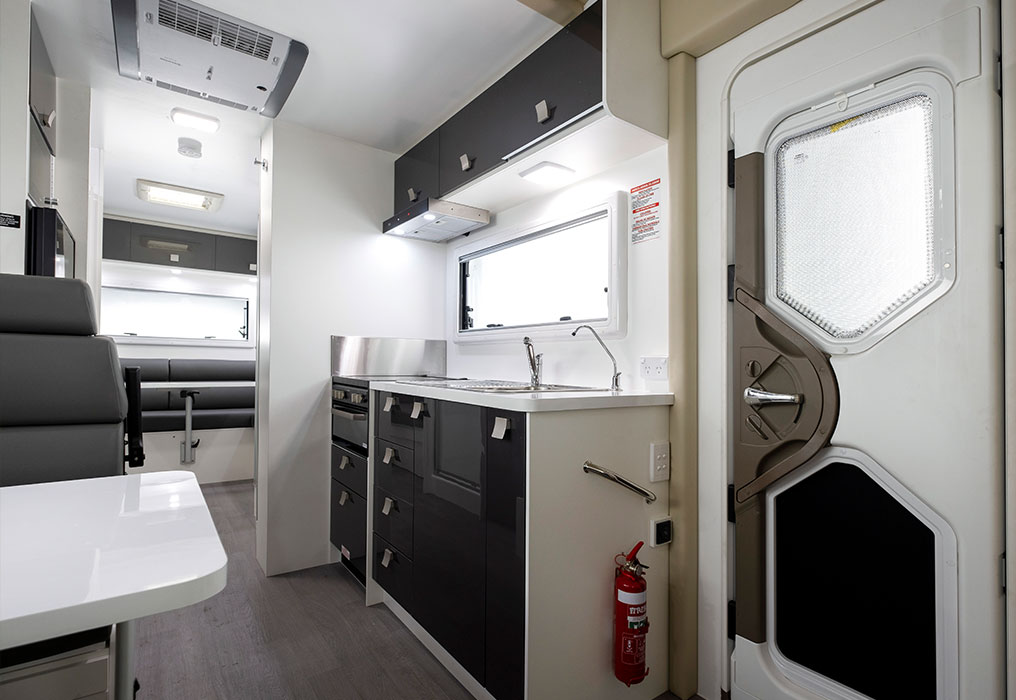 Winnebago Burleigh 6 Berth Motorhome Interior Kitchen with modern appliances