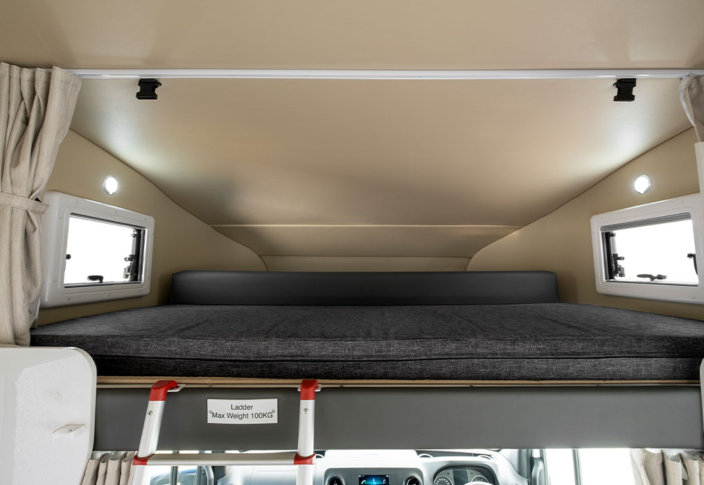 Winnebago Byron 6 Berth Motorhome Interior Additional over-cab bed for two