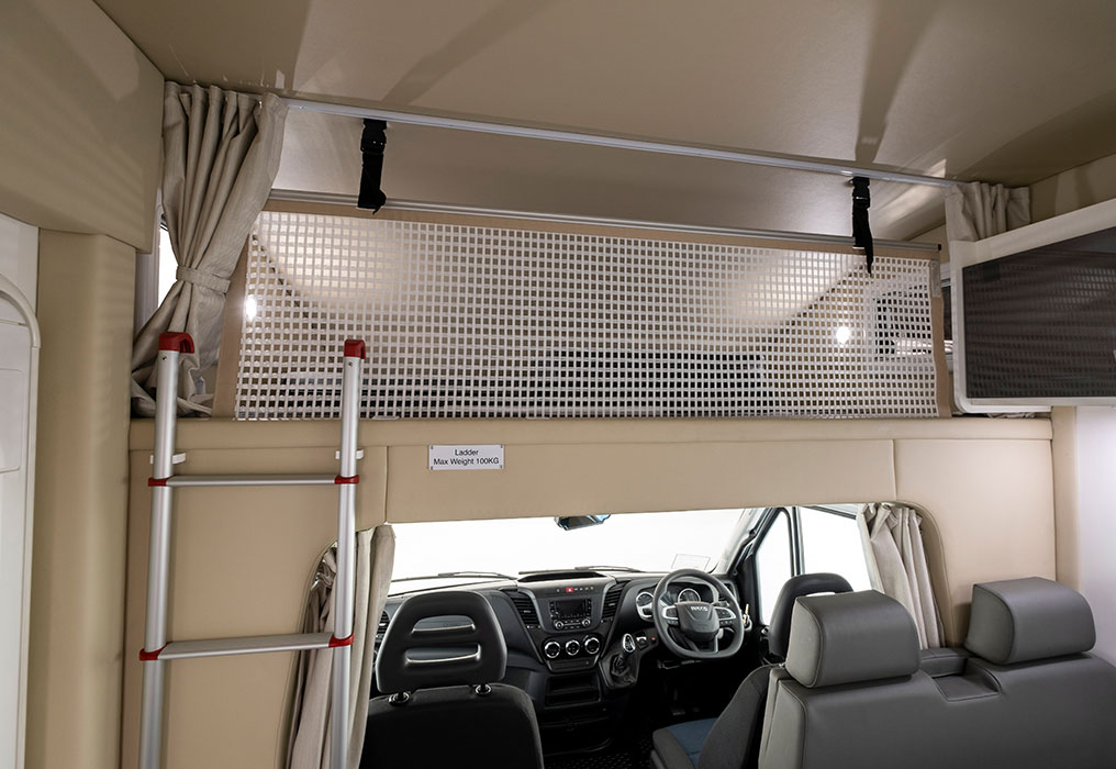 Winnebago Burleigh 6 Berth Motorhome Interior Additional cab bed sleeps 2