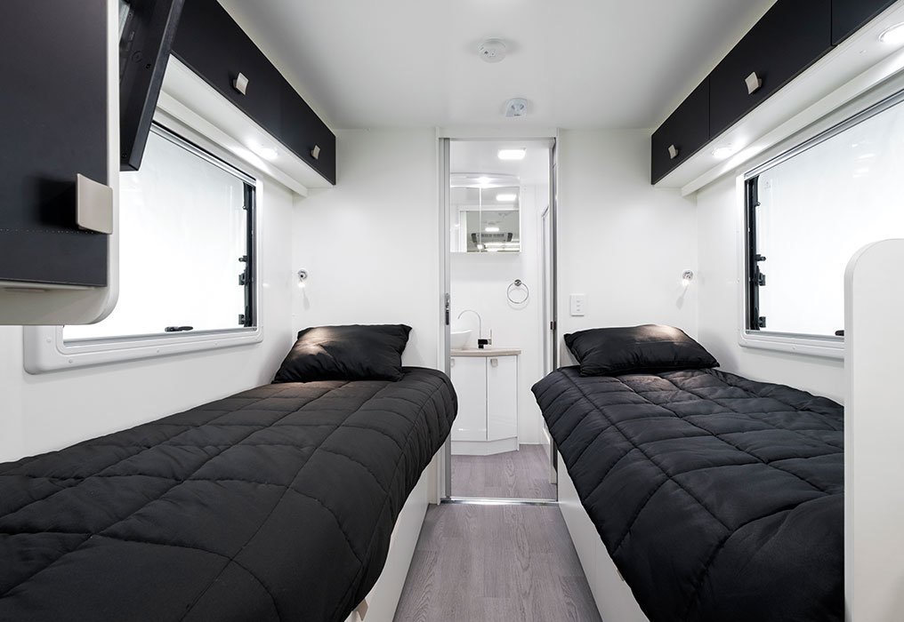 Winnebago Jervis 4 Berth Motorhome Interior Twin beds + cab bed conversion